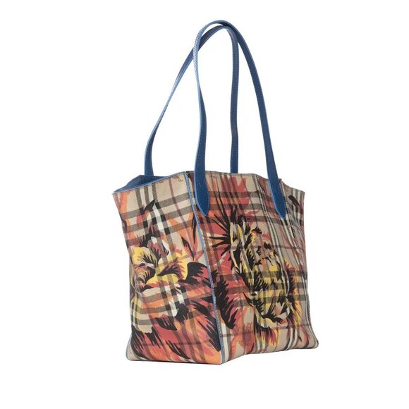 SOLD! Burberry Haymarket Check Floral Print Canterbury Tote - Picture 5 of 11